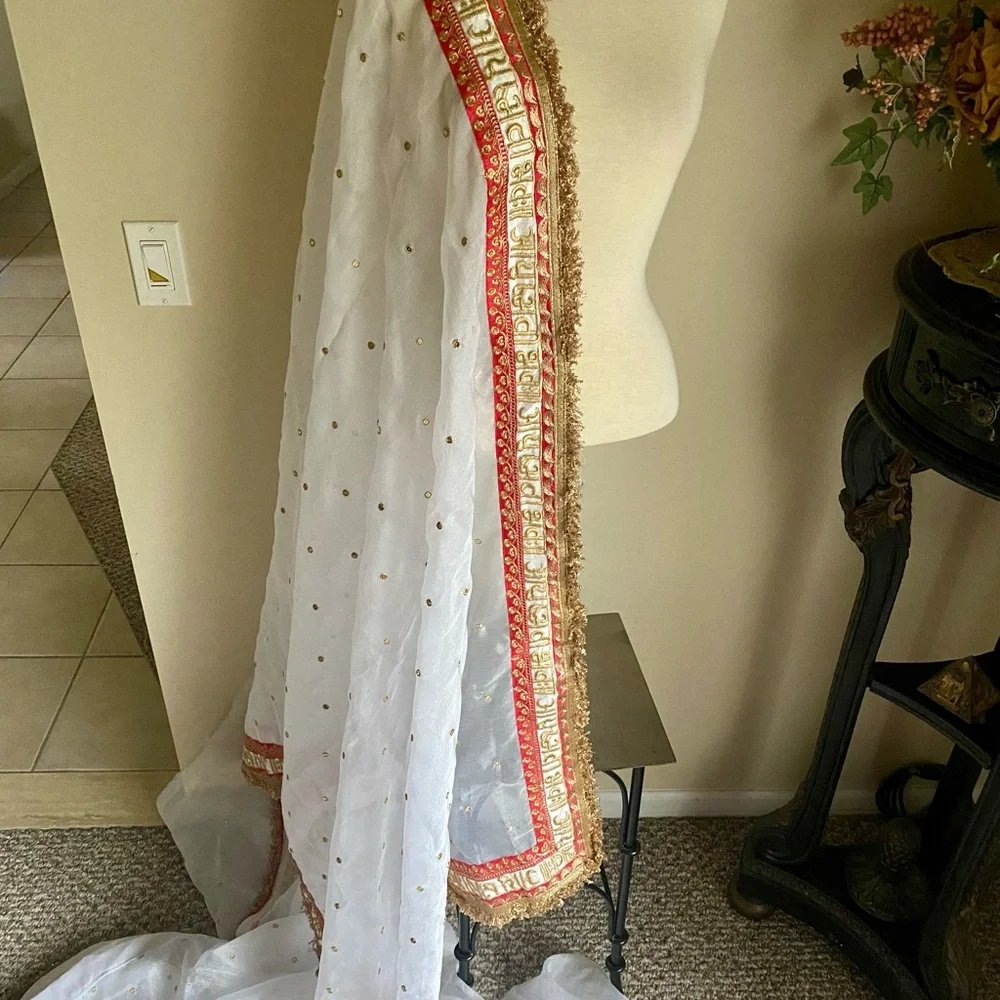 Saree sari with Hindi writing Ayushbhava wedding new